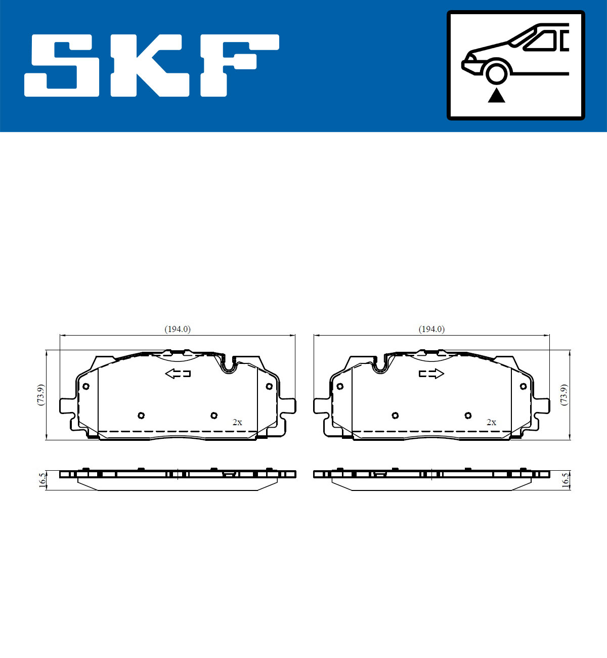 Комплект тормозных колодок, дисковый тормоз - VKBP 80360 SKF